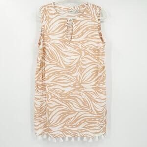 Rachel Zoe‎ Womens Boho Beachy Zebra Print Tassel Hem Linen Blend Tunic Dress M
